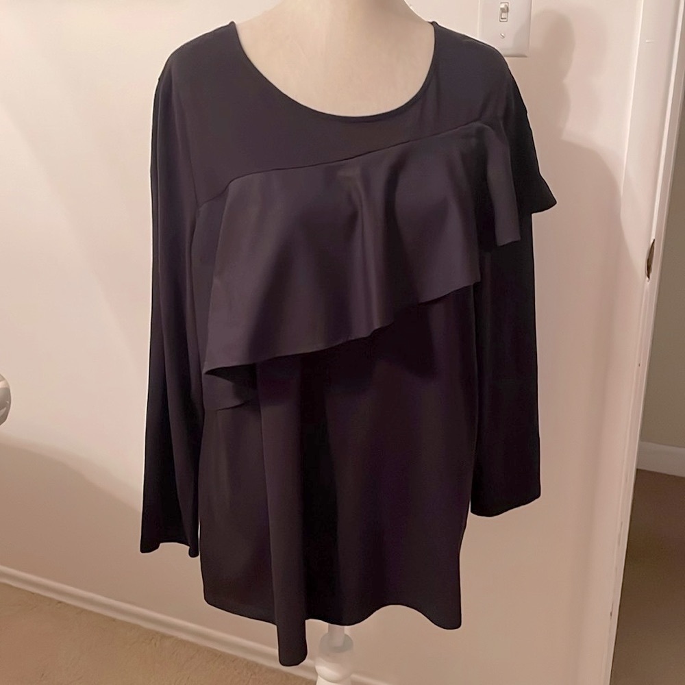 Style & Co Black Top With Ruffle. - Picture 6 of 6